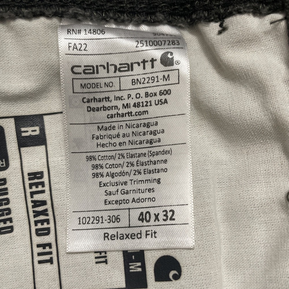 Carhartt Men's 40x32 Relaxed Fit Rugged Flex Canvas Work Pant Brown Green Peat - Picture 4 of 10